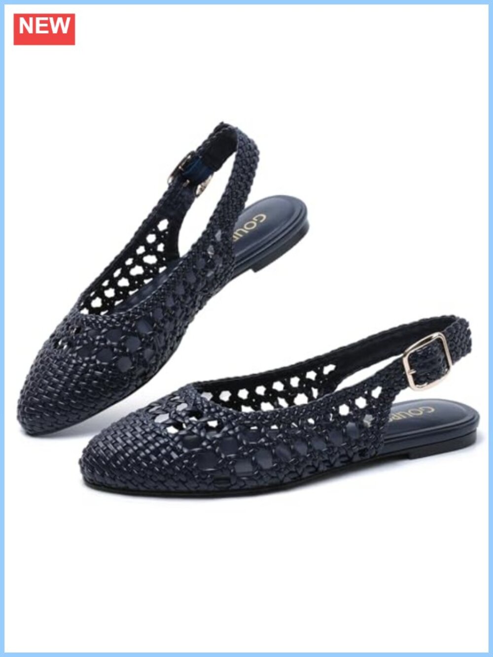 Woven Faux Leather Mary Jane Ballet Flats Round Toe Slingback Women's Shoes
